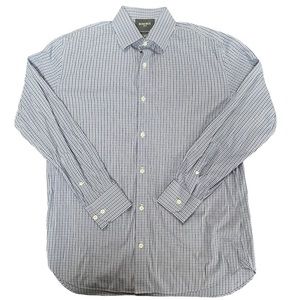 Bonobos Dress Shirt Slim Fit Button Up Navy Blue Checkered Size 16.5 34